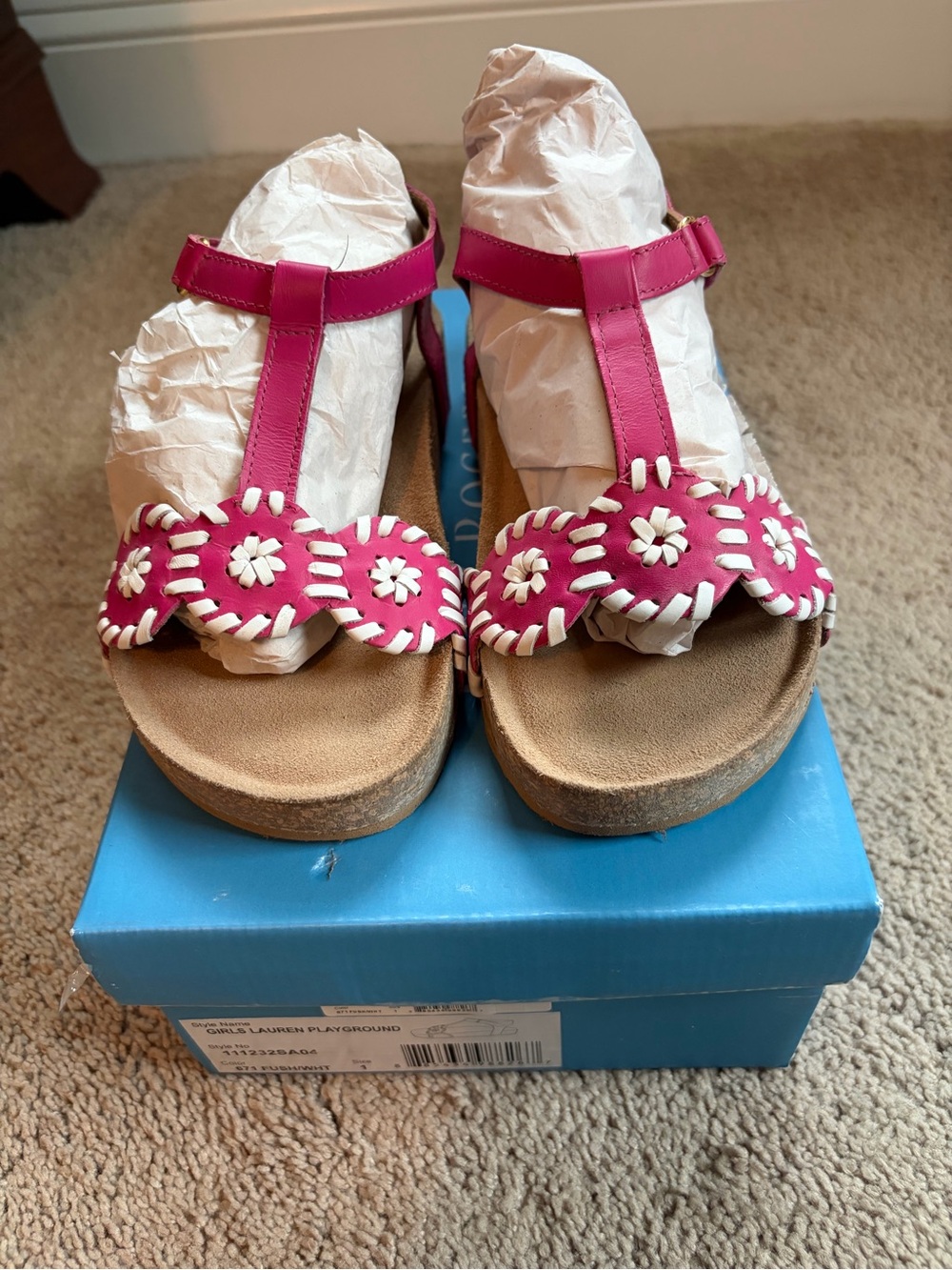 Jack Rogers Girls Hot Pink Lauren Playground Sandal